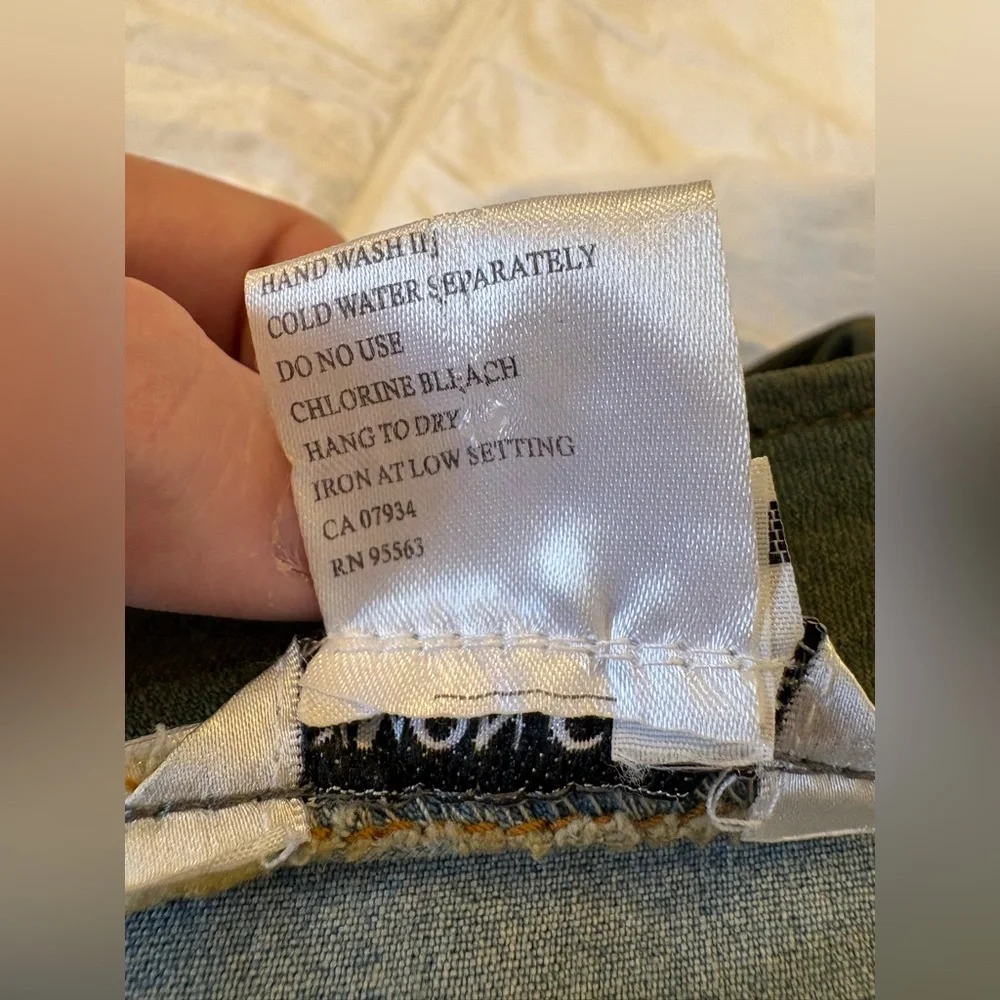 Simon Chang Olive Green Midi Skirt Beaded Floral Lace Hem Size 12 - Picture 6 of 11